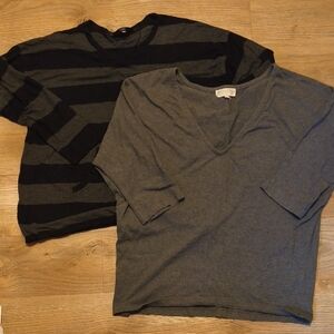 Gray and Black Striped Kids Shirt